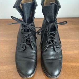 Boulet Women's Black Leather Lace-Up Boots